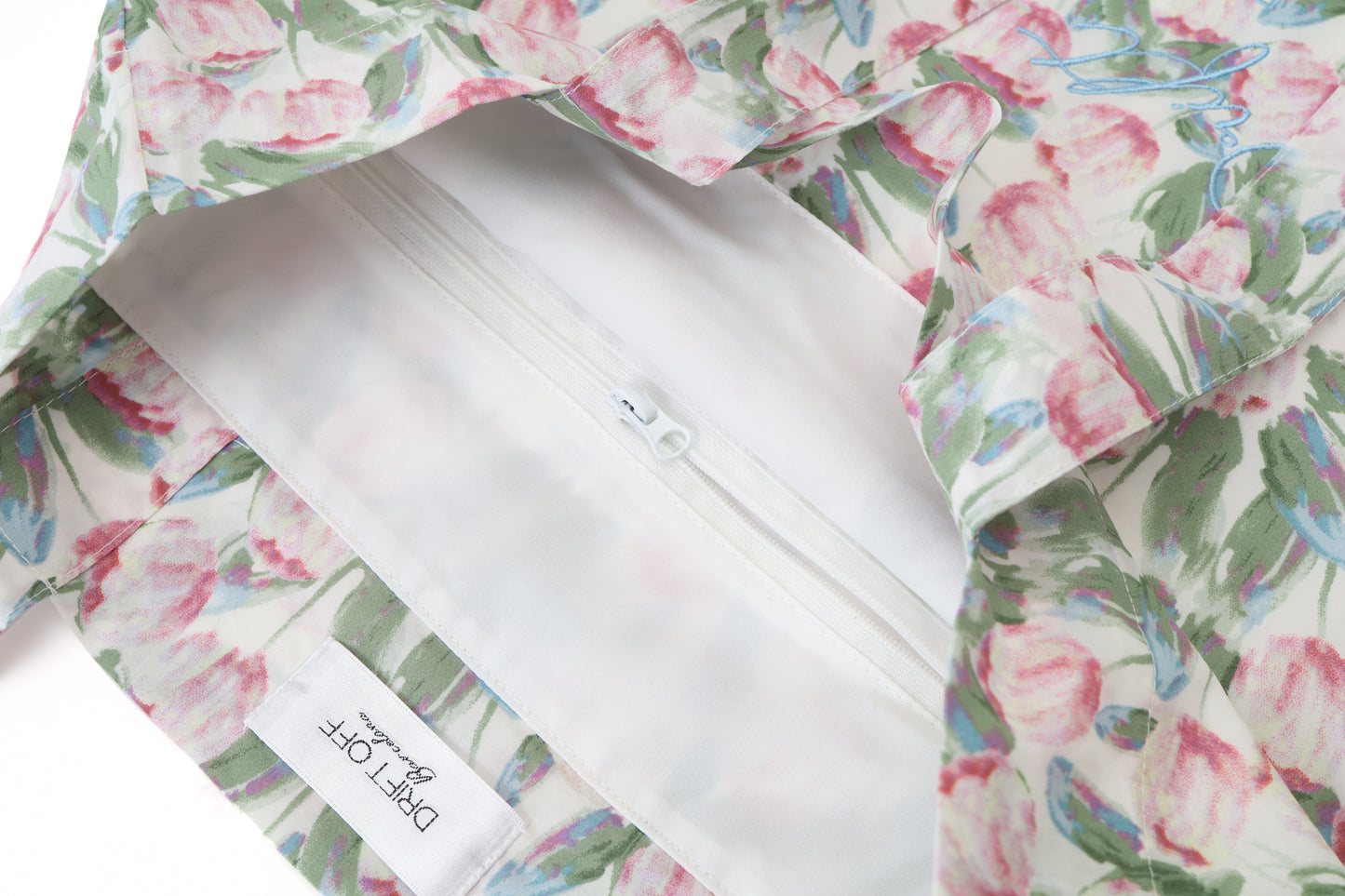 Bolso de algodón 100% con estampado de Tulipán Rosa y Coletero a juego