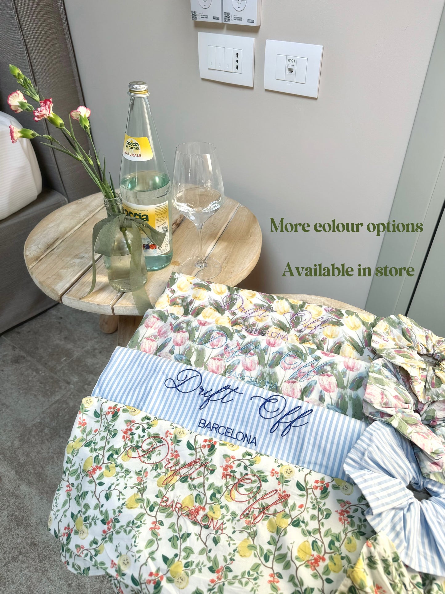 Bolso de algodón 100% con estampado de Tulipán Rosa y Coletero a juego