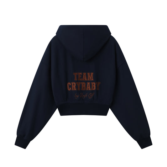 Sudadera Corta con Capucha y diseño "Crybaby" en color Azul marino