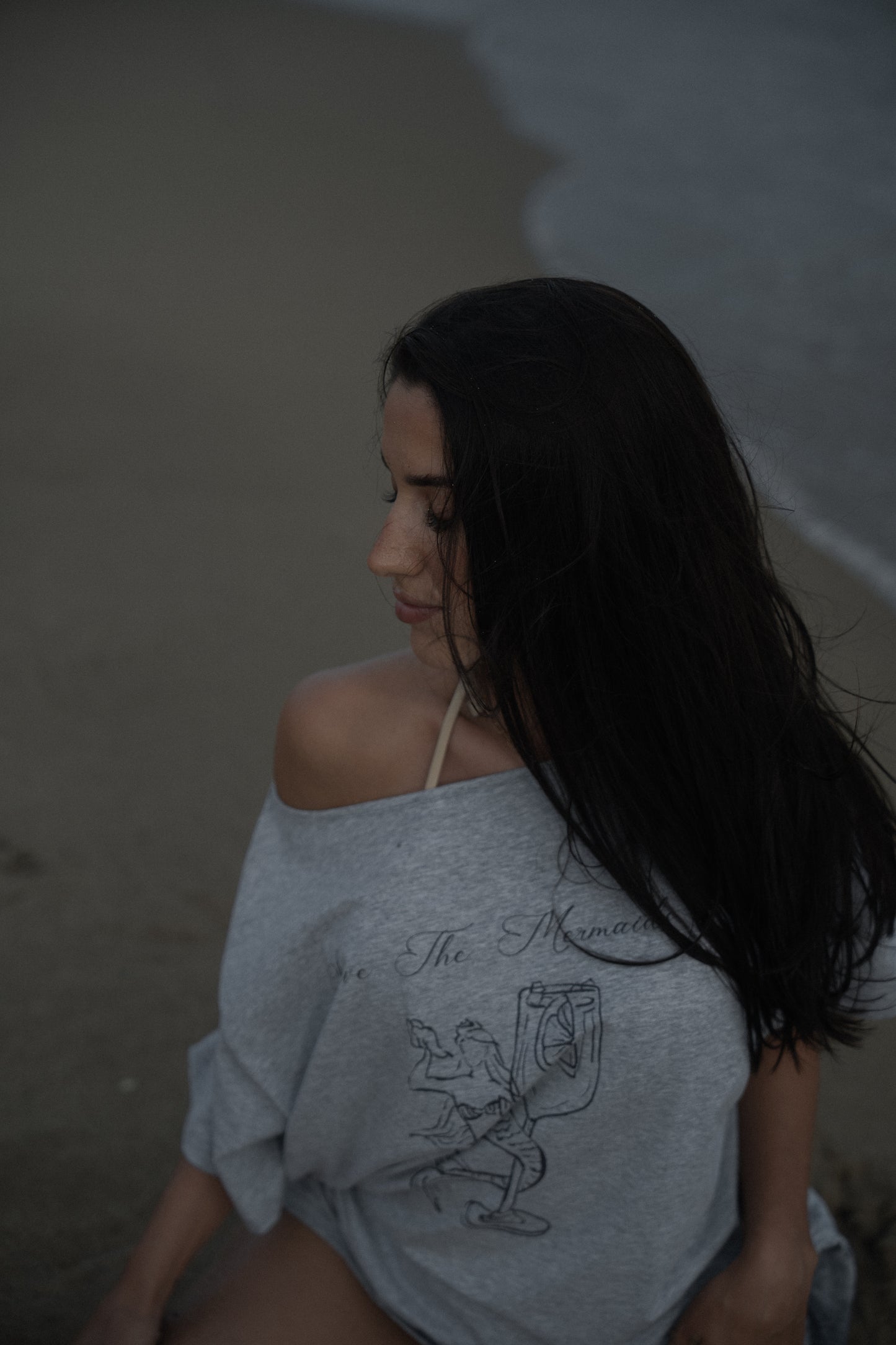 Top de bikini con hombros descubiertos "Mermaid" en Gris