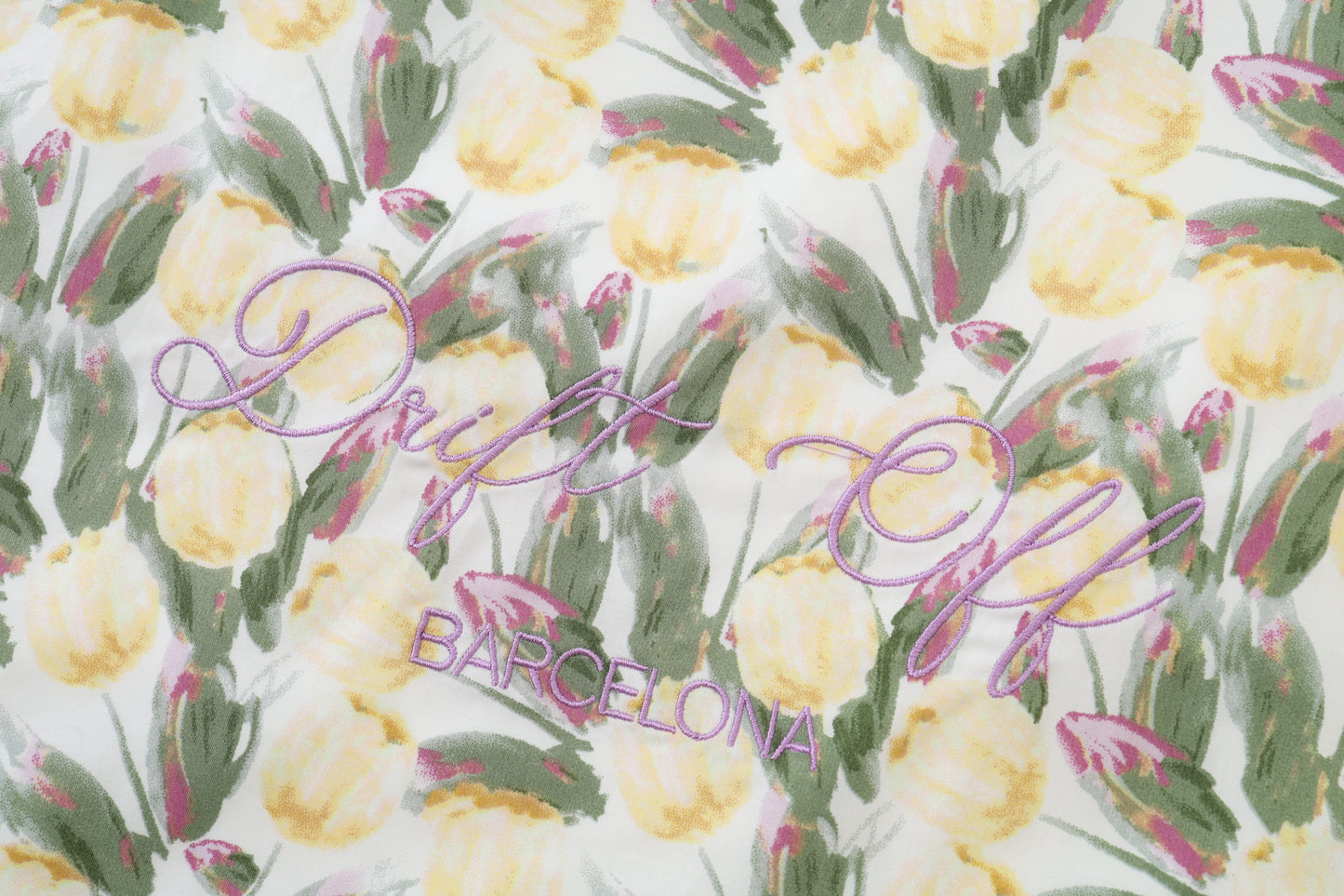 Bolso de algodón 100% con estampado de Tulipán Amarillo y Coletero a Juego