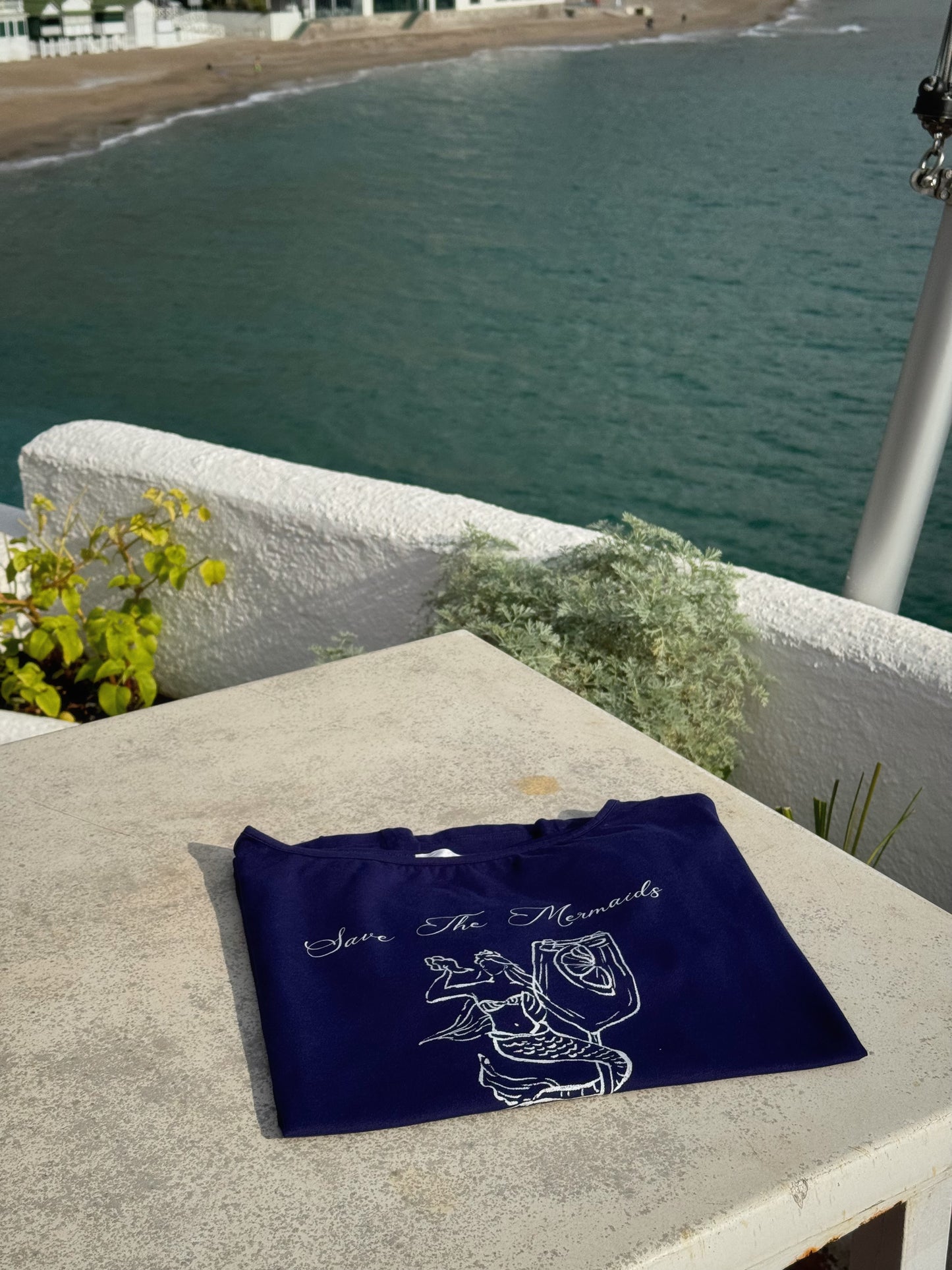 Top de bikini con hombros descubiertos "Mermaid" en Azul marino