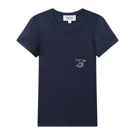 Camiseta "ajustada" con estampado de Ostra en Azul marino