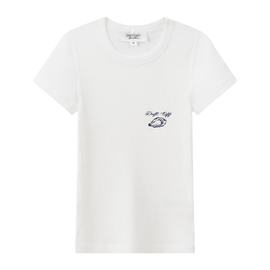 Camiseta "ajustada" con estampado de Ostra en Blanco